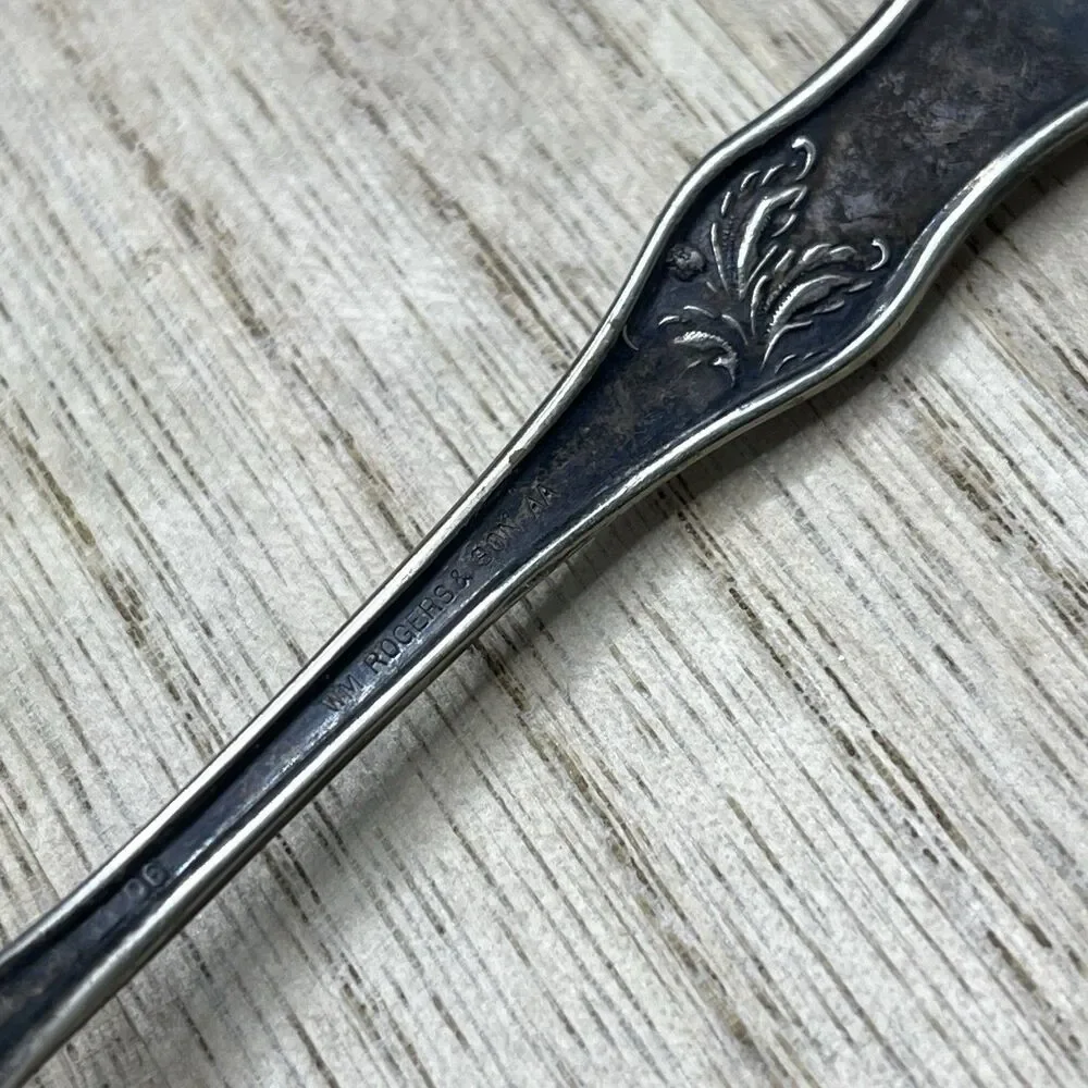 VTG Atq Wm Rogers & Son AA Silver Plate Spoon Patina Tarnished